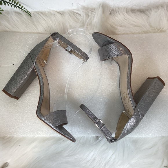 SAM EDELMAN YARO JUTE GLAM ANKLE STRAP BLOCK HEEL SANDALS SZ 5.5